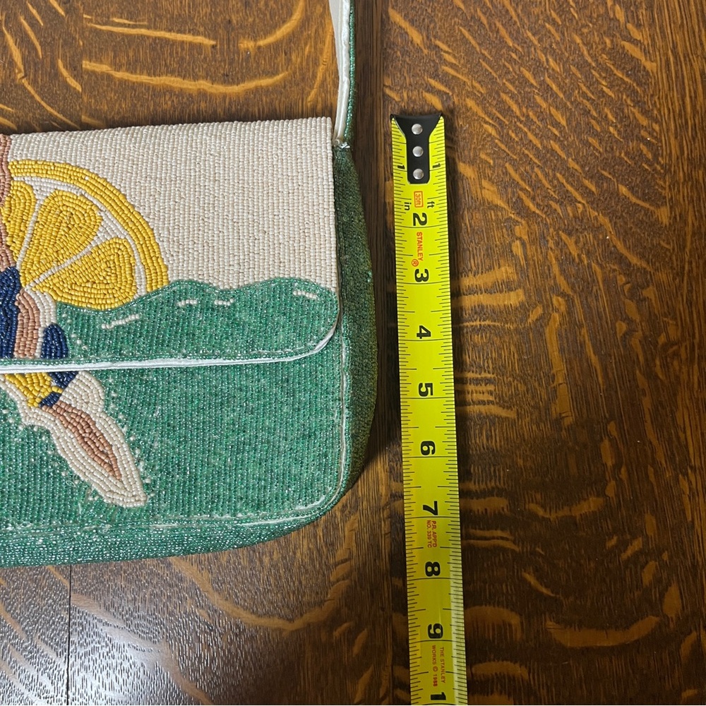 Hand Crafted in India VIRAL Beaded Cream Shoulder Bag with Lemon Diver NWT - Picture 7 of 7